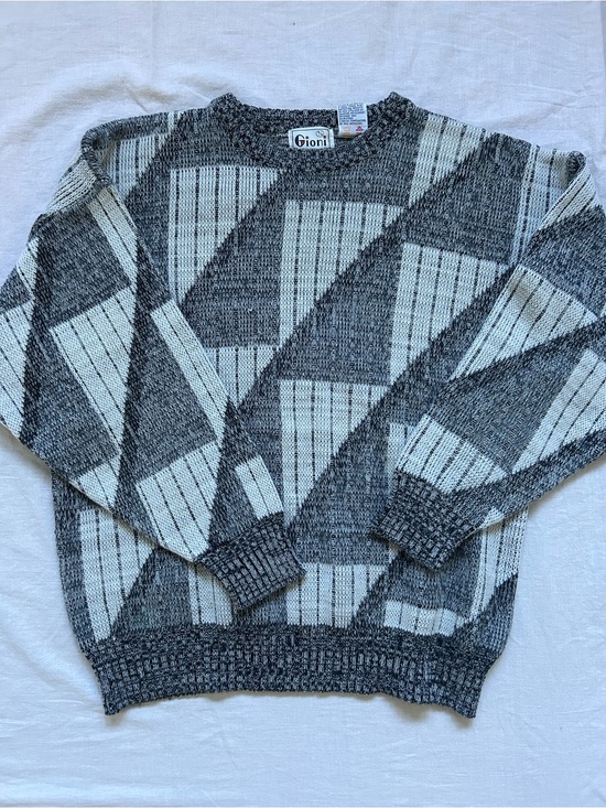 Vintage Other - Vintage Black & White Geometric Crewneck Sweater